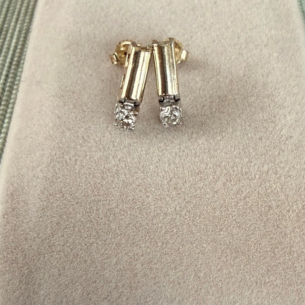 14k Yellow Gold Natural Diamond Stud Earrings (.28 TCW) - Picture 2 of 6